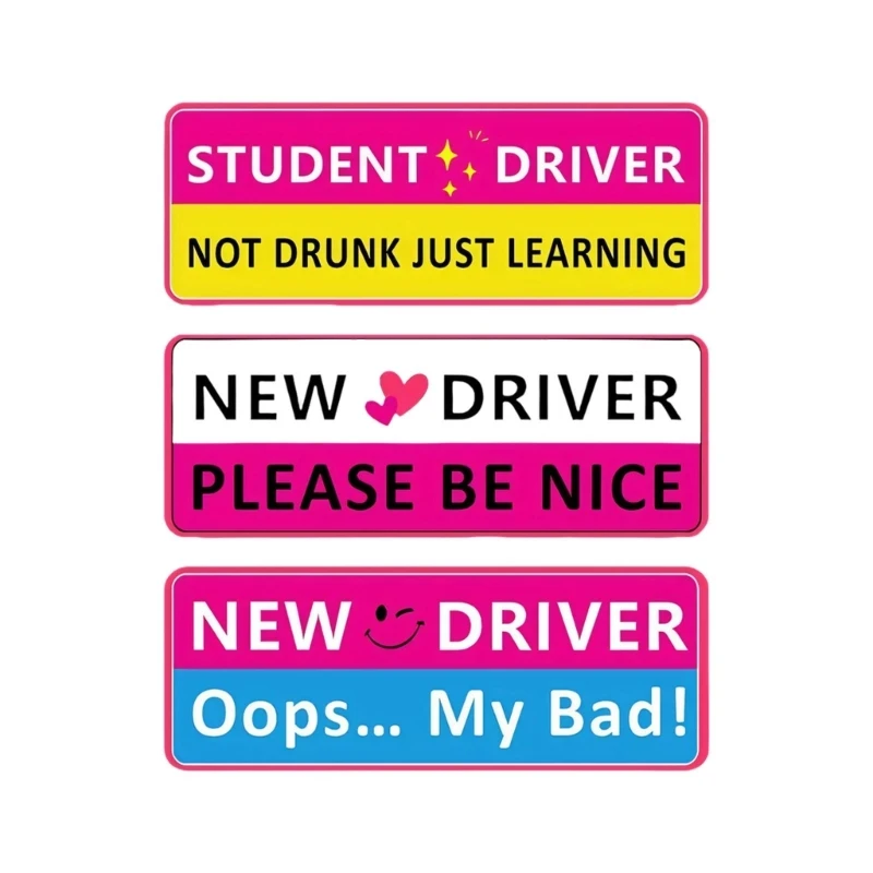 New Driver Car Signs 3-Piece Set for Learner Practice Use