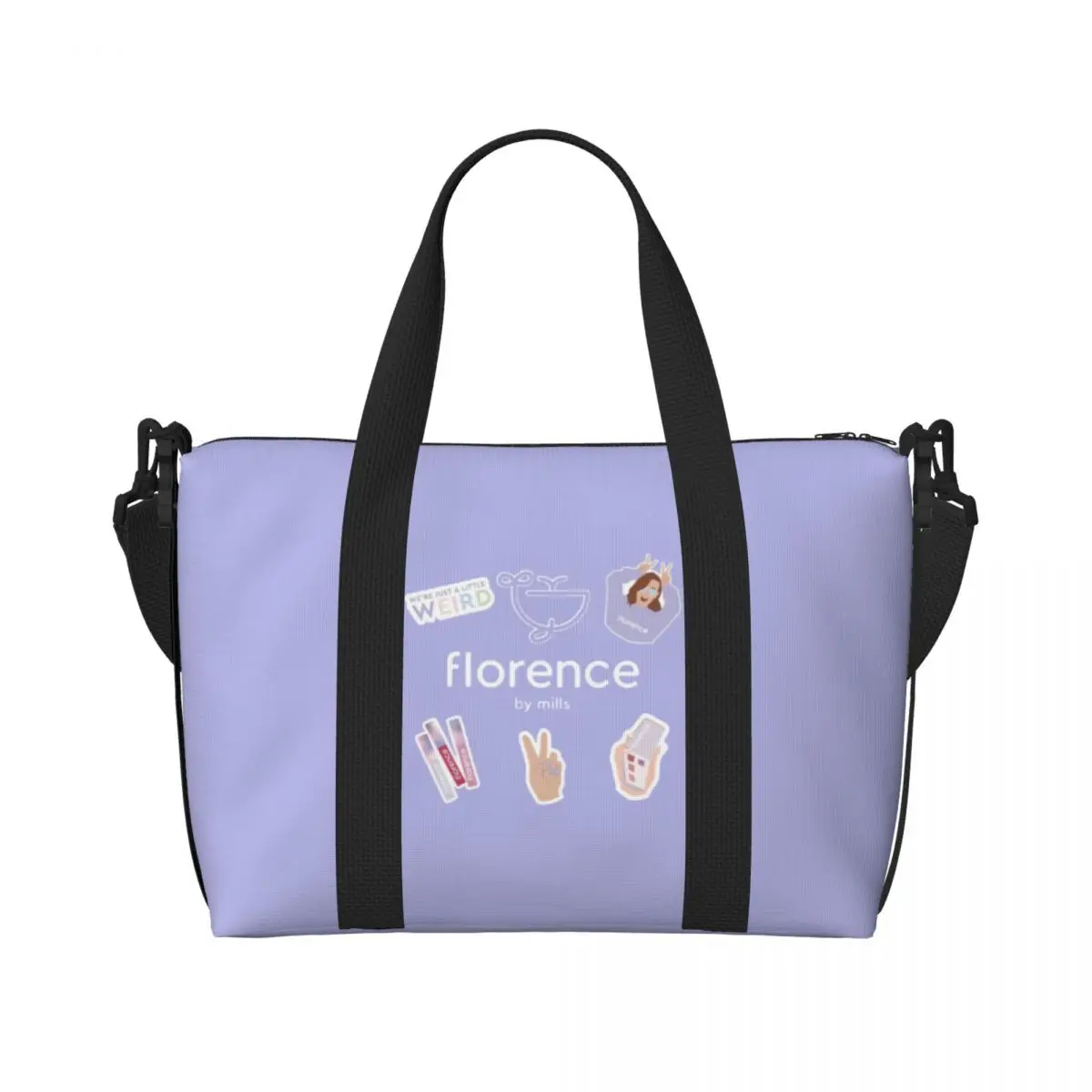 Custom Florence By Mills Beach Tote Bag for Women Extra Large Gym Carry On Travel Shopping Bags