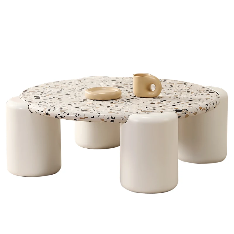 

YY Modern Minimalist Terrazzo Coffee Table round Nordic Light Luxury Small Apartment