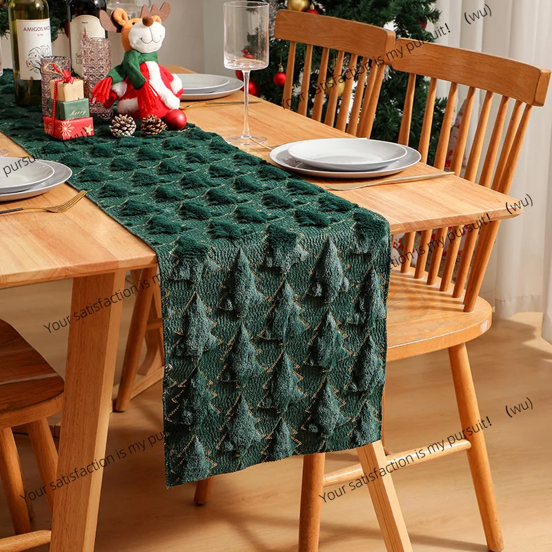 Christmas embroidery sequined three-dimensional table flag table cloth Christmas party decoration shopping mall arrangement
