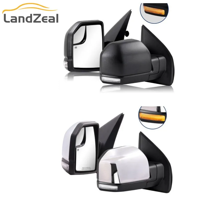 1Pair Black/Chrome 7222B-15-ESH 7222C-15-ESH Power Heated Turn Signal Towing Mirror For Ford F150 2015 2016 2017 2018