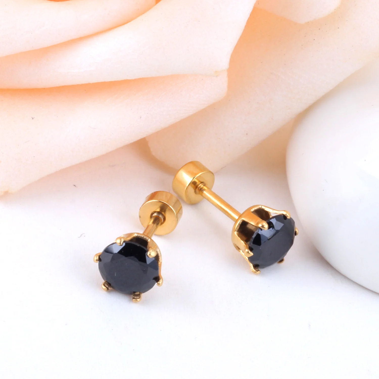 Trendy 2026 Black Zirconia Earrings for Man Women Anti-allergy Shiny Earring Stud Six Claws Twist Pack Tragus Cartilage Jewelry view 4