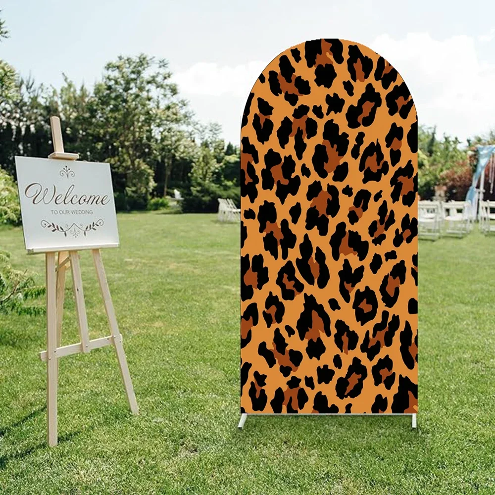 VIKAMA Leopardenmuster-Bogen-Hintergrund für Hochzeit, Party, Fotografie, vielseitiges, modisches, dekoratives Bogen-Hintergrundbrett