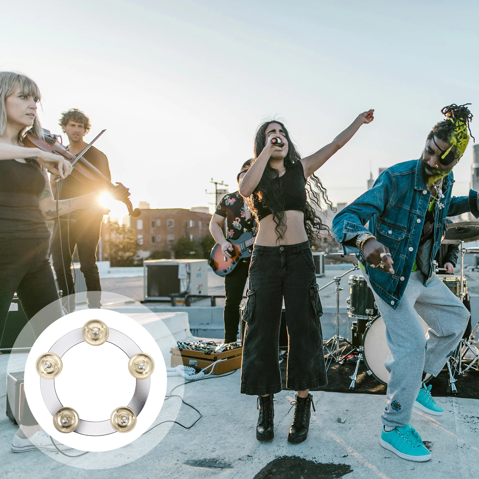 

1pcs Ring Tambourine Stainless Steel Drum Mount For Percussion Instrument Band Church Music Cymbal Bell Drum Use