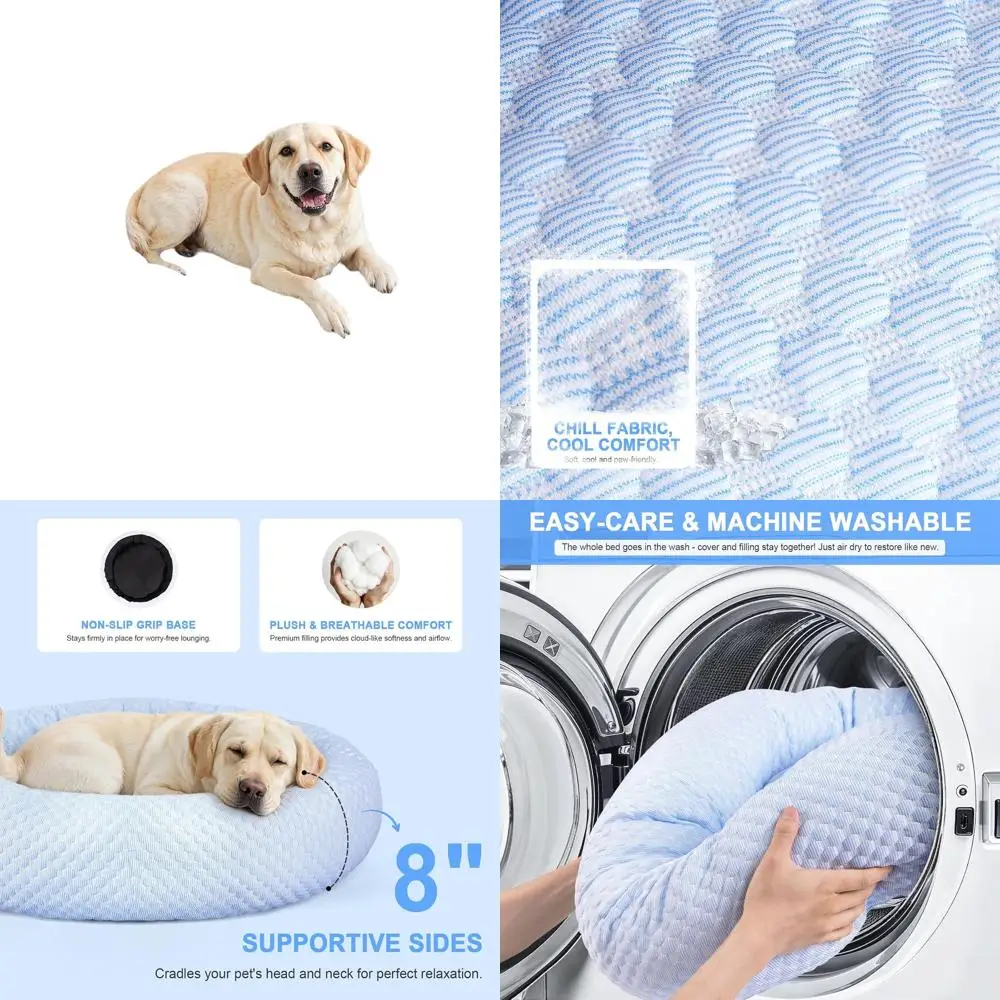 

Egg Tart-Inspired Cooling Dog Bed for Medium to Large Dogs with Removable Cover
