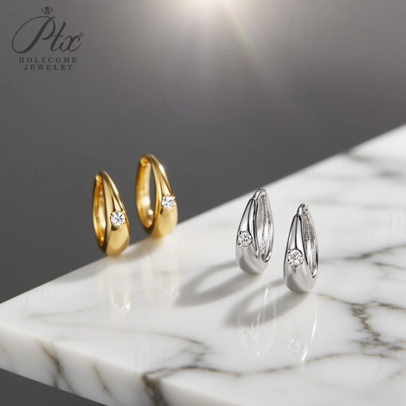 

925 Sterling Silver Hoop Earrings Round Cut VVS1 Clarity Moissanite Diamond 18k Gold Plated Jewelry for Woman Hypoallergenic