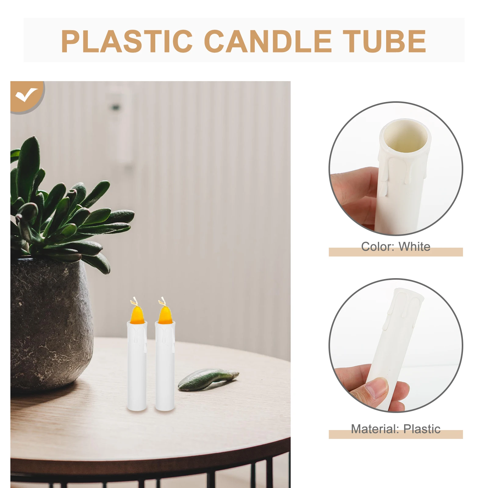 

20 Pcs White Plastic C Tubes Lamp Base Sleeves Lightweight Compact Wedding Party Decorations Home Accessories