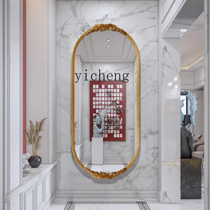 L7-14 French retro full-body mirror carved wall-mounted full-length mirror porch decorative mirror