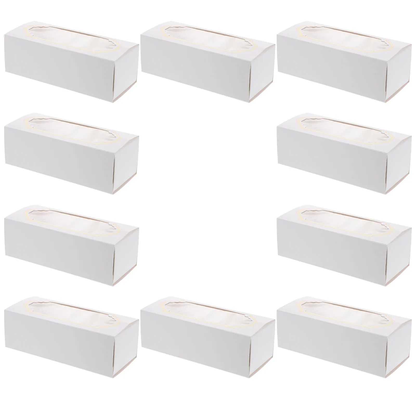 10pcs Cake Roll Packaging Box Food Grade Paper Window Design Waterproof Oil-Proof Baking Packing Box For Cake Dessert Storage