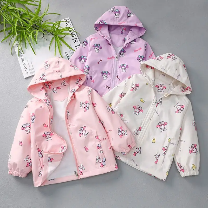 

Kawaii My Melody Girl Spring Jacket Hooded Spring Autumn Jacket Windbreaker New Children Atmosphere Cartoon Girl Baby Burst Tide