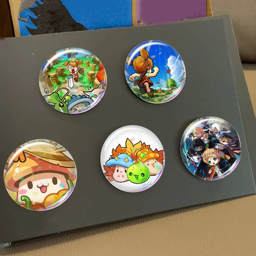 

Cute M-Maplestory Game Laser Badge Creative Pins Brooch for Bag Clothes Hat Decor Gifts Fans Collect