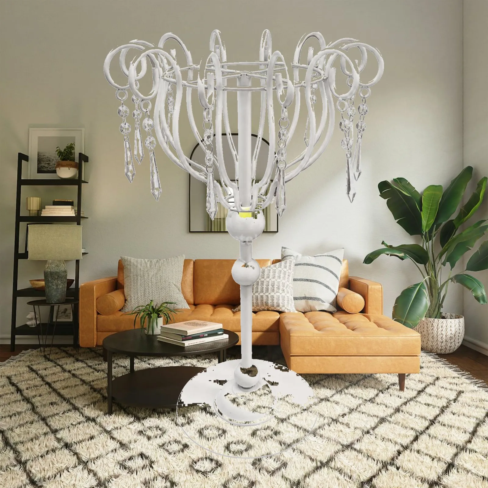 Iron Decorative Flower Stand Ornate Flower Stand with Crystal Pendants Elegant Tall for Banquet Decoration
