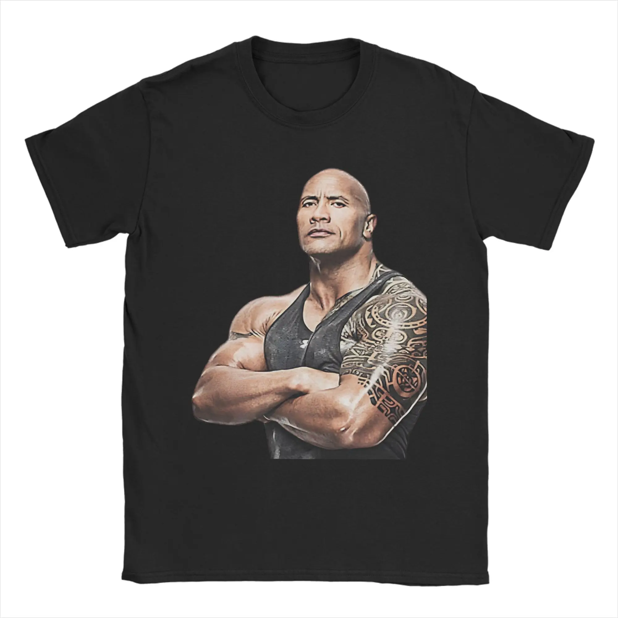 Oversized T-Shirt Dwayne Johnson Strong Arm Cotton T Shirts  Novelty Tshirt for Mens Summer Y2K Retro Print Short Sleeve Tees