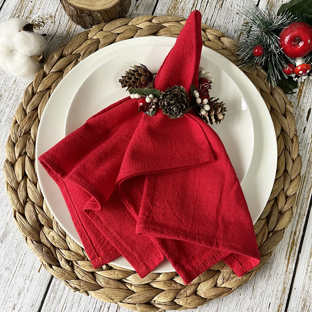 Set di 4 tovaglioli di stoffa di cotone 30x45 cm Natale Capodanno Decor Tovagliolo di stoffa Tovagliolo da cucina Decorazione della tavola di nozze per la casa