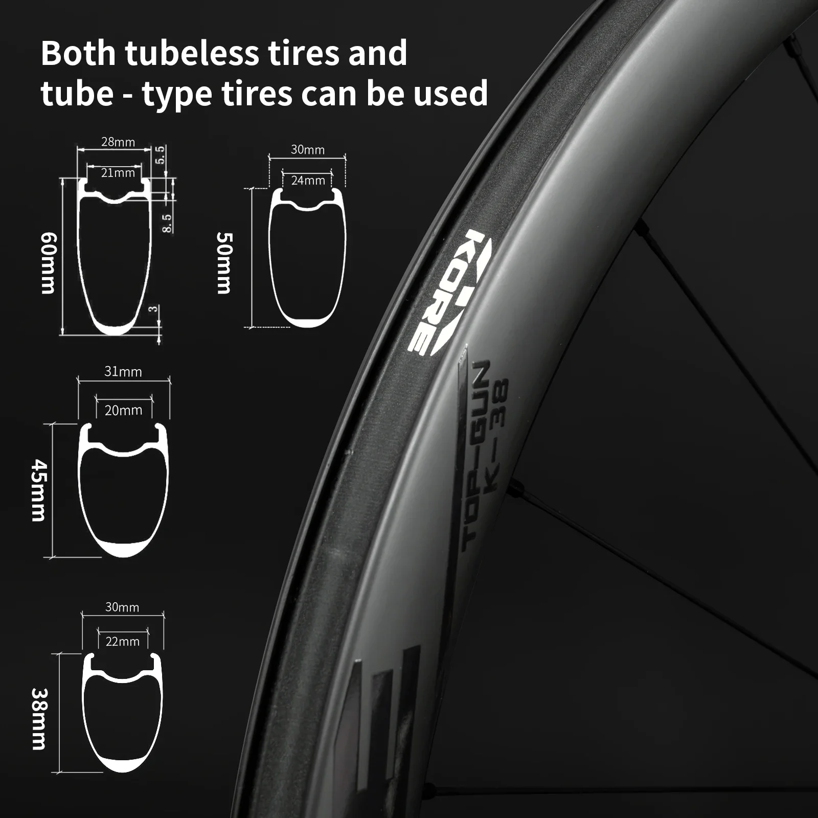 KORE TOP‑GUN Carbon Wheelset 60T Ratchet Hub HG/XDR Freehub