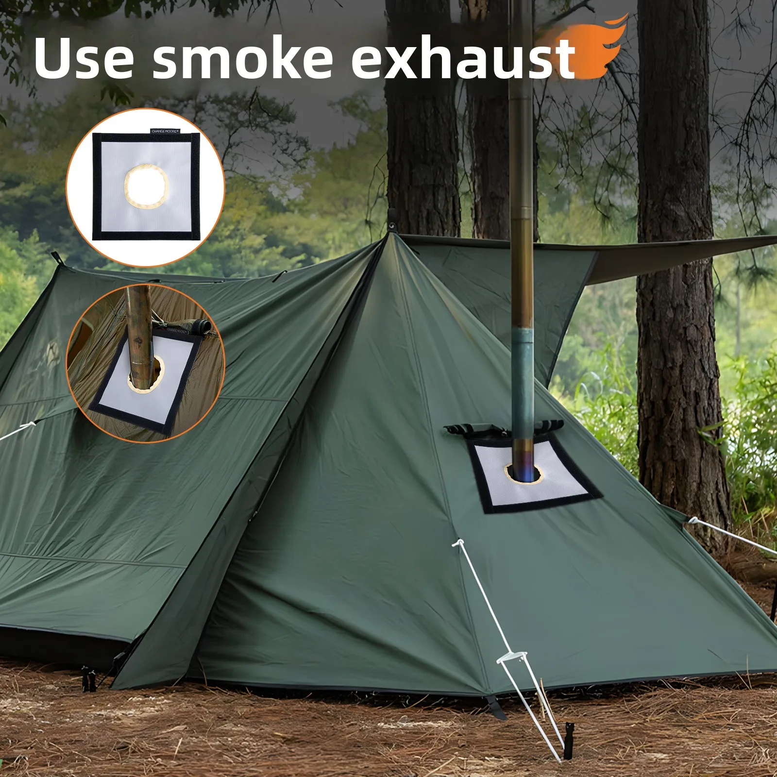 تغيير مور موقد مدخنة غطاء الأنابيب دائم المداخن حامي مكافحة السمط صافي للتدفئة موقد خيمة ساخنة موقد سخان الشتاء #3