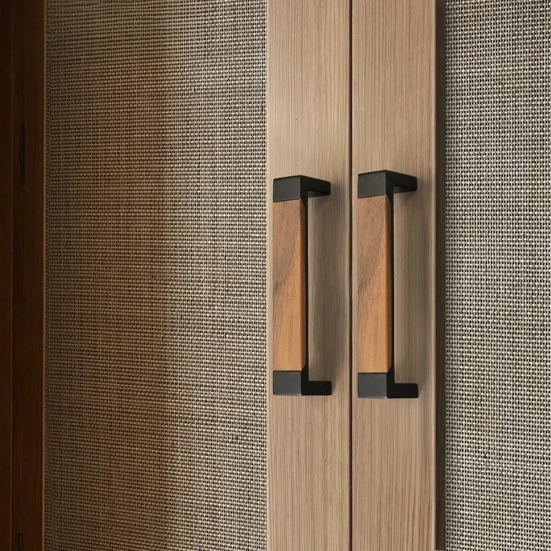Modern Simple Walnut Cabinet Door Handle Wooden Drawer Pull New Chinese Style High End Wardrobe Kitchen Cupboard Hardware