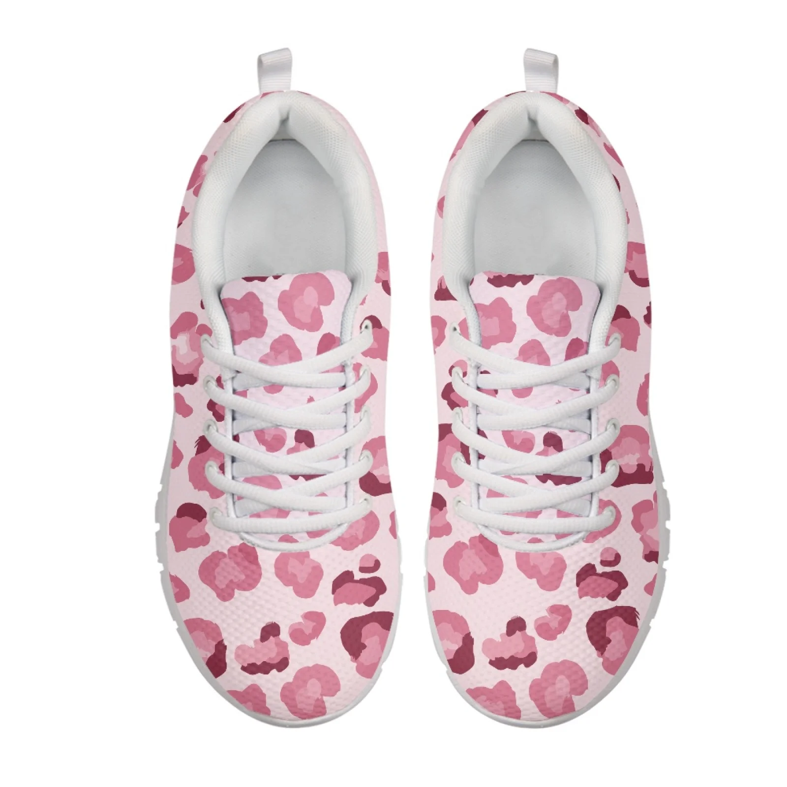 Coloranimal Pink Leopard Lace-up Walking Shoes for Men Mesh & EVA Sole Men's Walking Shoe for Gym