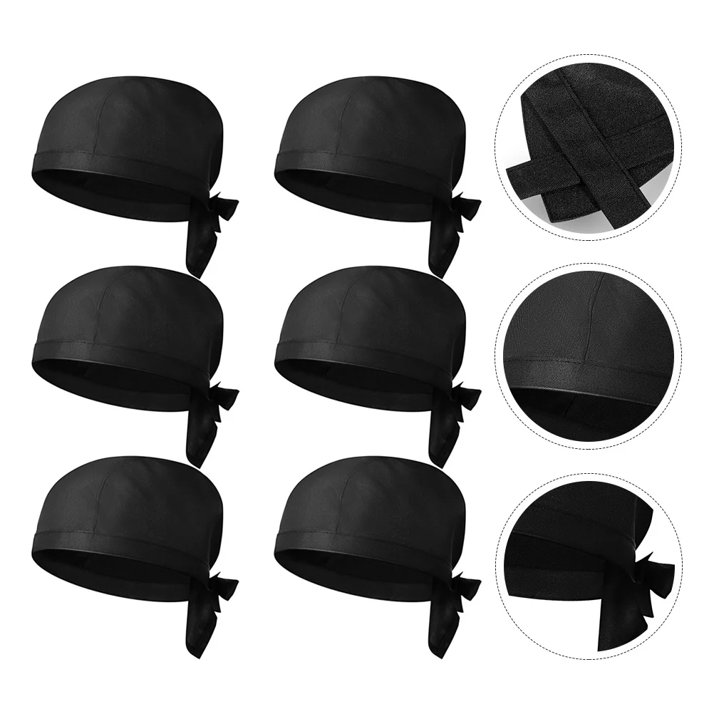 8 pçs preto chef chapéus elástico cozinhar bonés unisex cozinha cozinhar chapéus restaurante grill servindo uniforme bonés capa de cabelo