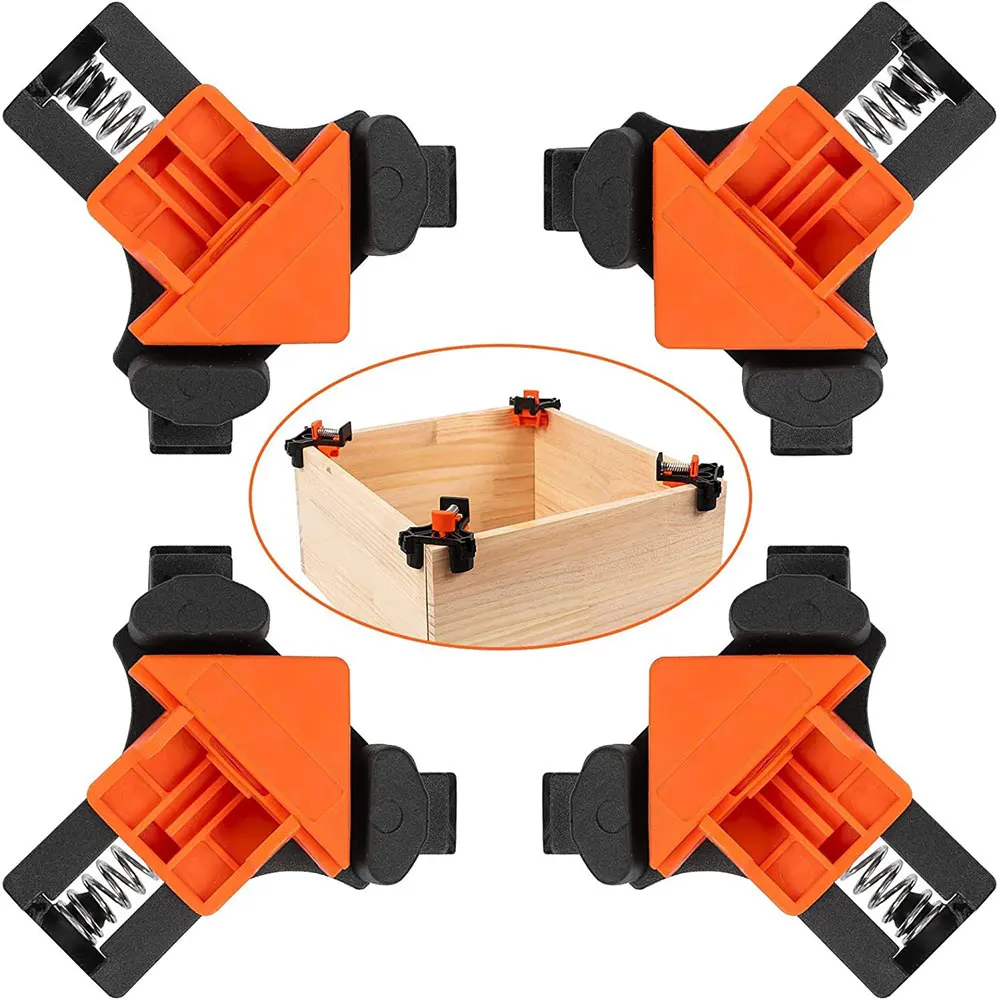 

4pcs Fast Adjustable Spring Clamps For Woodworking Professional 90 Degree Corner Woodwork tools DIY Cabinet Assembly Photo Fram