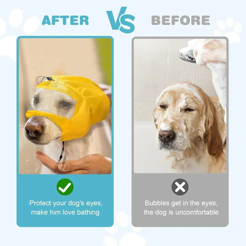 Waterproof Pet Grooming Cap Adjustable Transparent Panels Pet Bath Cap with Ear Protection Puppy Shower Hat Small Pets