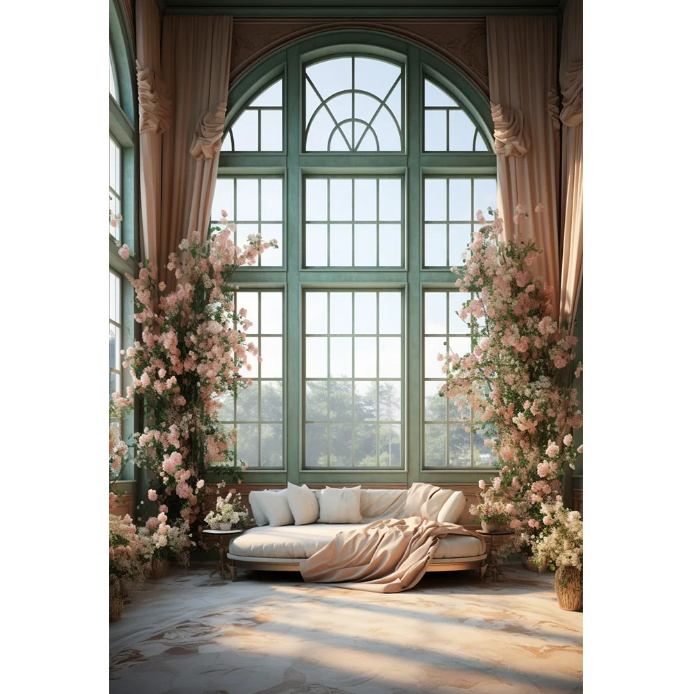 Mocsicka Photography Backdrop Vintage Indoor Window Pink Flowers Wedding Party Pregnant Portrait Decor Background Photo Studio