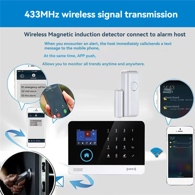 SQPP-bezprzewodowe czujniki okien drzwi 433Mhz do domowego systemu alarmowego zestawy alarmowe antywłamaniowe