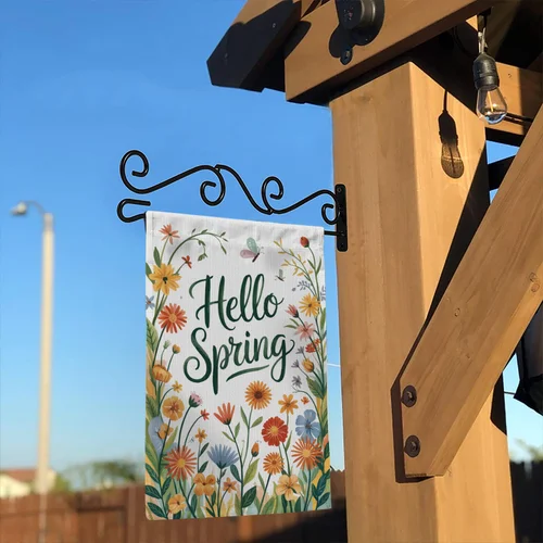 Hello Spring Garden Flag Hummingbird Floral Lily Yard Decor Outdoor House Banner IIX yyi