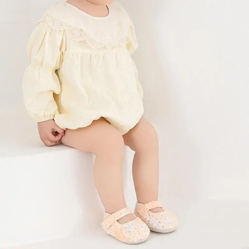 أحذية مشي للفتيات حديثي الولادة، أحذية أرضية غير قابلة للانزلاق مع نسيج مسامي وقبضة آمنة للاستخدام المنزلي اليومي الآمن #4