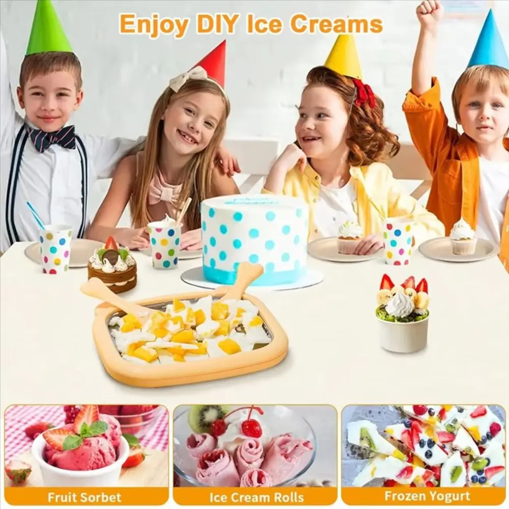 Durable Cute Bear Rolled Ice Cream Maker DIY No Electricity Required Ice Cream Maker Fried Ice Tray Home Use