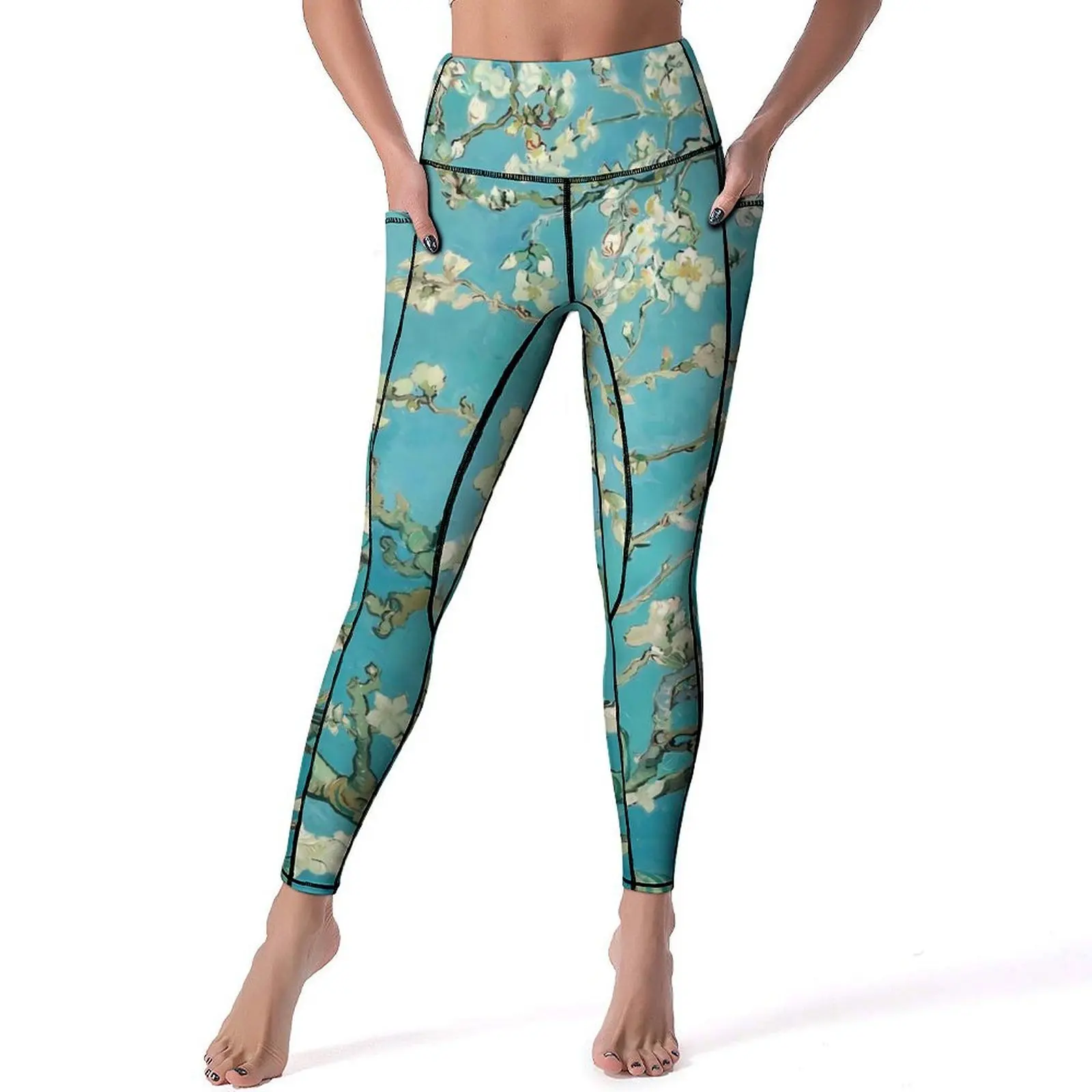 

Vincent Van Gogh Oil Painting Yoga Pants Sexy Almond Blossoms Leggings Push Up Running Leggins Women Retro Stretch Sports Tights