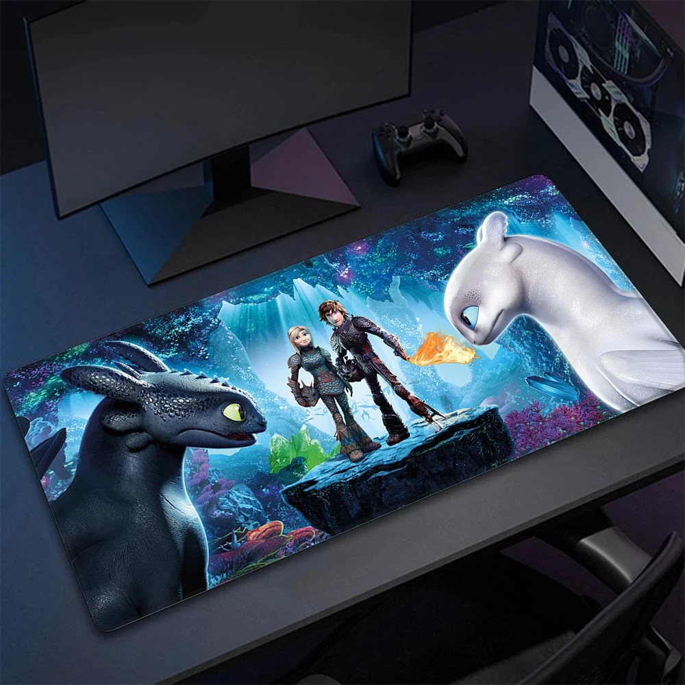 Toothless Fury Dragon Mousepad HD Printing Computer Gamers Locking Edge Non-slip Mouse Pad XXL90x40cm Keyboard PC Desk Pad