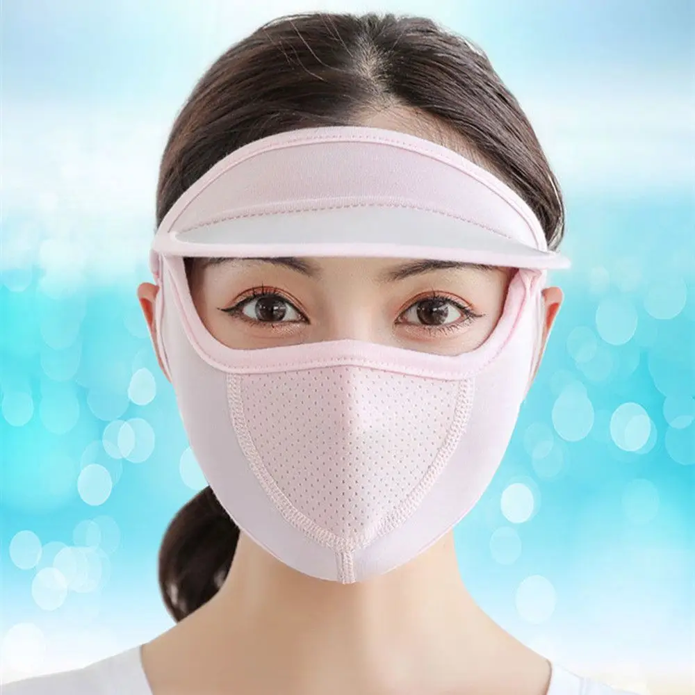 여성용 방진 통기성 아이스 실크 자외선 차단 보호 실드, 자외선 차단, 야외 스포츠 모자, 풀페이스 마스크