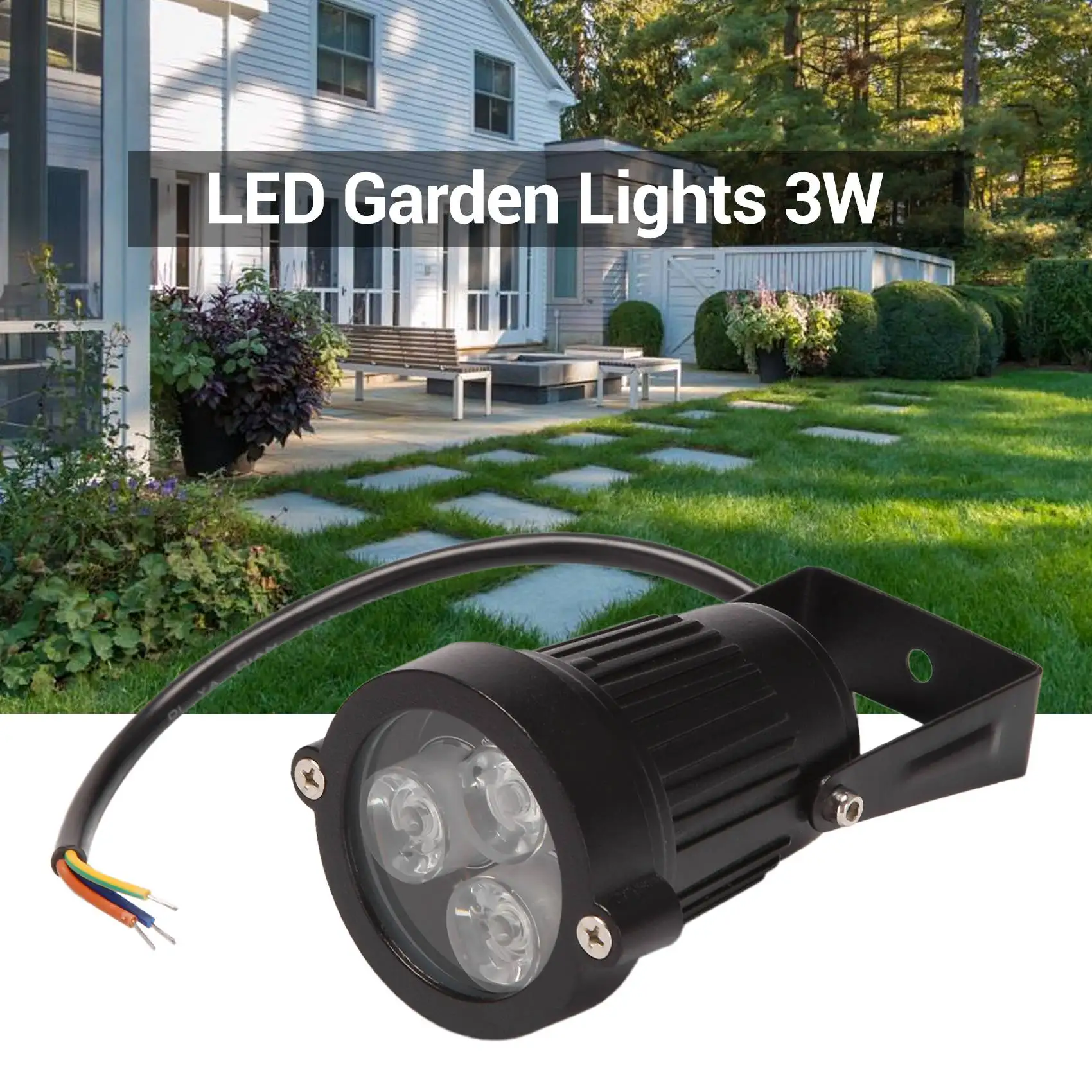 Luzes LED do jardim com Spike, holofote ao ar livre, IP65 impermeável, lâmpada decorativa de paisagem, verde, 3W, 220V, 4pcs