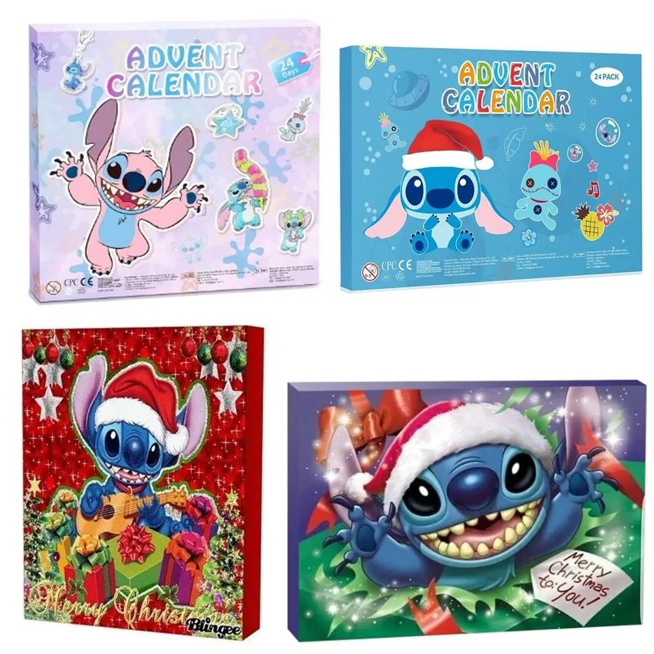 @@*Disney Stitch Mickey Calendario de Adviento de Navidad pulseras calendario de cuenta regresiva de Navidad Kit de fabricación de joyas Diy regalo sorpresa para niñas