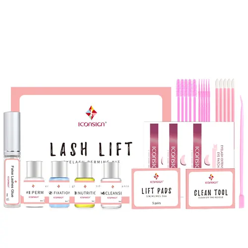 ICONSIGN Kit de levantamiento de pestañas, kit de permanente de pestañas, kit de levantamiento de pestañas y tinte de pestañas, juego profesional de extensión de pestañas semipermanente