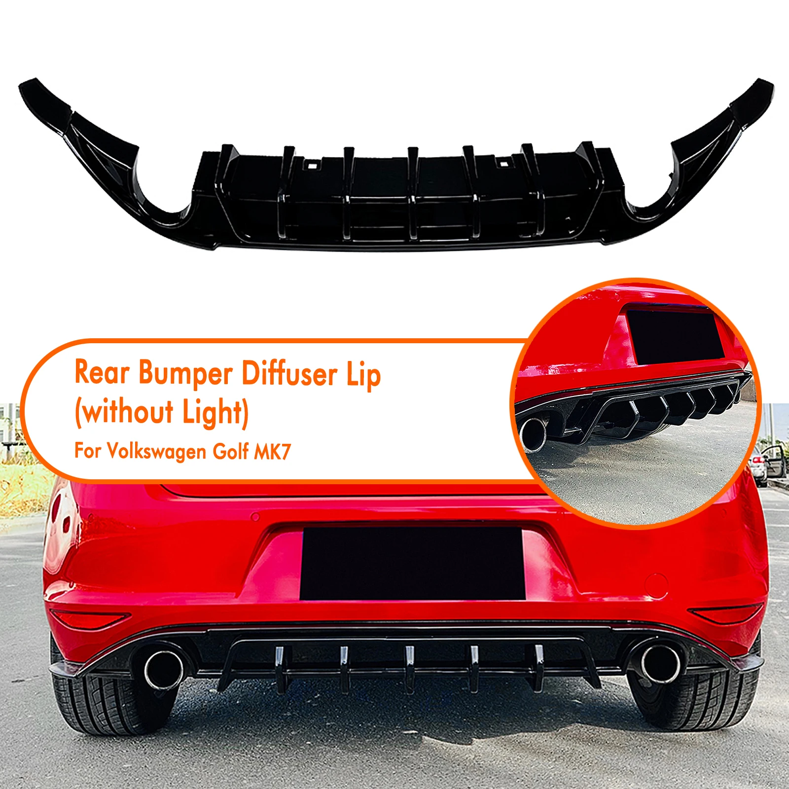 

Rear Bumper Diffuser Lip For Volkswagen VW Golf 7 MK7 Standard Version 2015-2017 Piano Black Lower Splitter Spoiler Protector