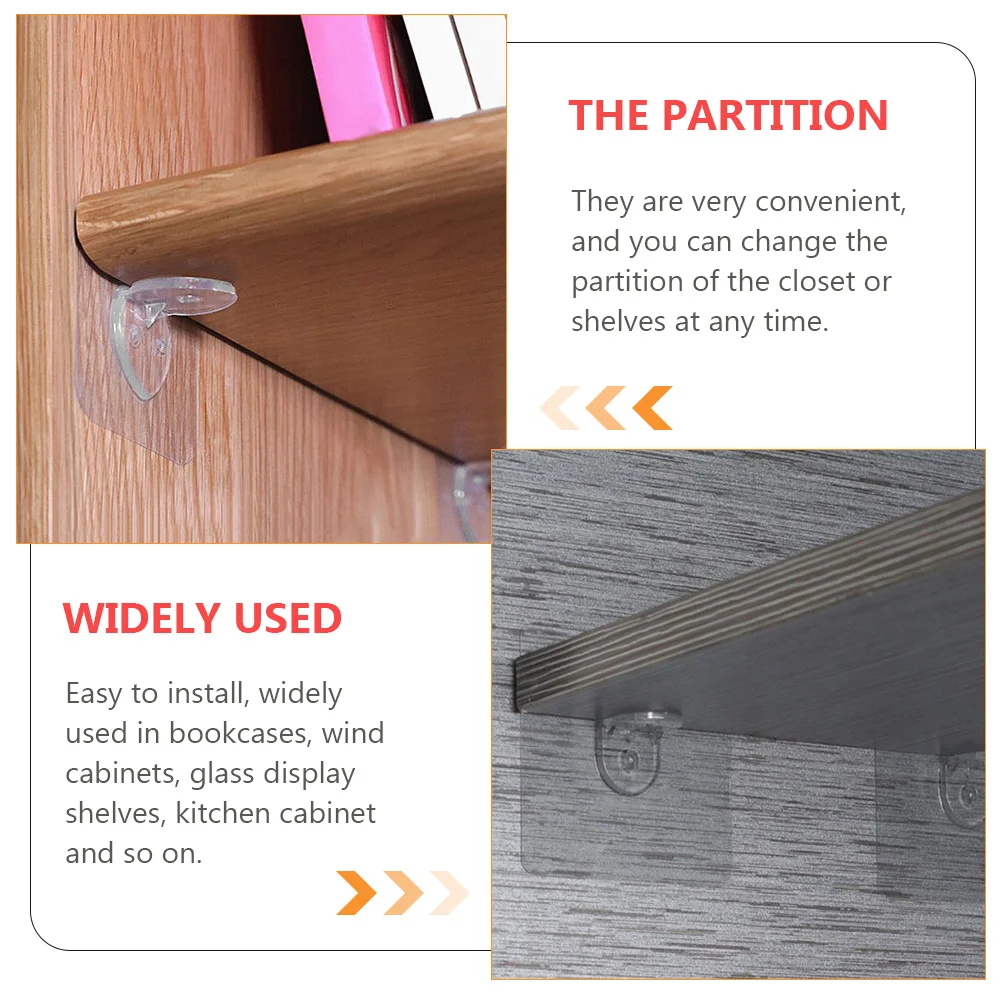 

20pcs Shelf Brackets PVC Durable Transparent Pegs for Cabinet Shelves Bookcases Display Cabinets Kitchen Furniture Adjustable
