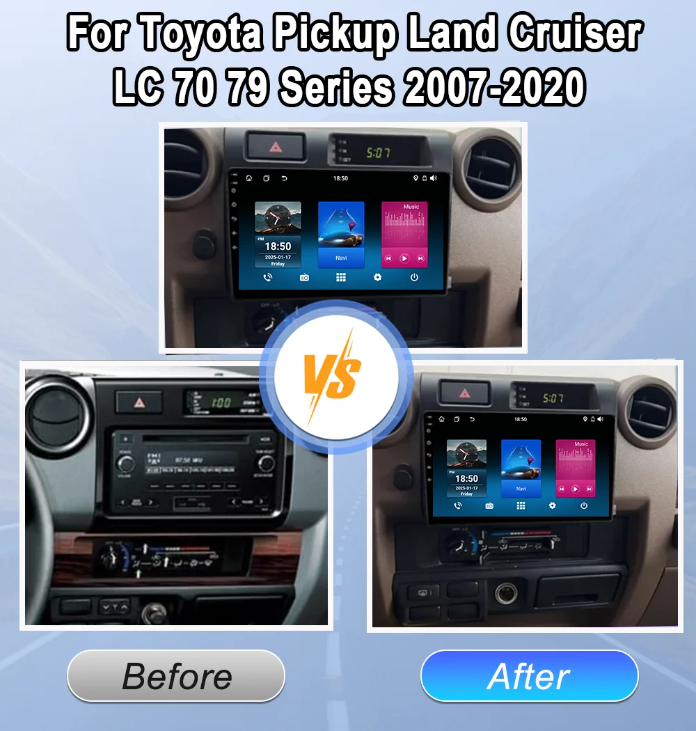 Android 15 For Toyota Pickup Land Cruiser LC 70 79 Series 2007-2020 Auto Radio Stereo Multimedia Video Player Navigation GPS 4G