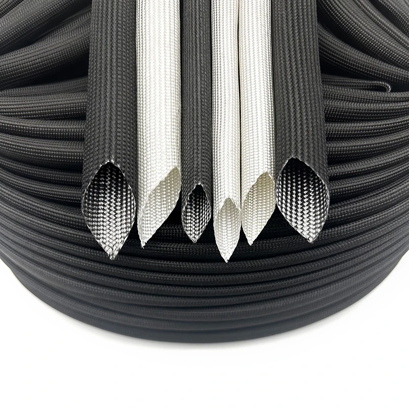 0.5mm - 30mm Braided Fiberglass Sleeve 600 Deg.C High Temperature Fiberglass Sleeving Heat Shield Sleeve Chemical Glass Fiber Tu