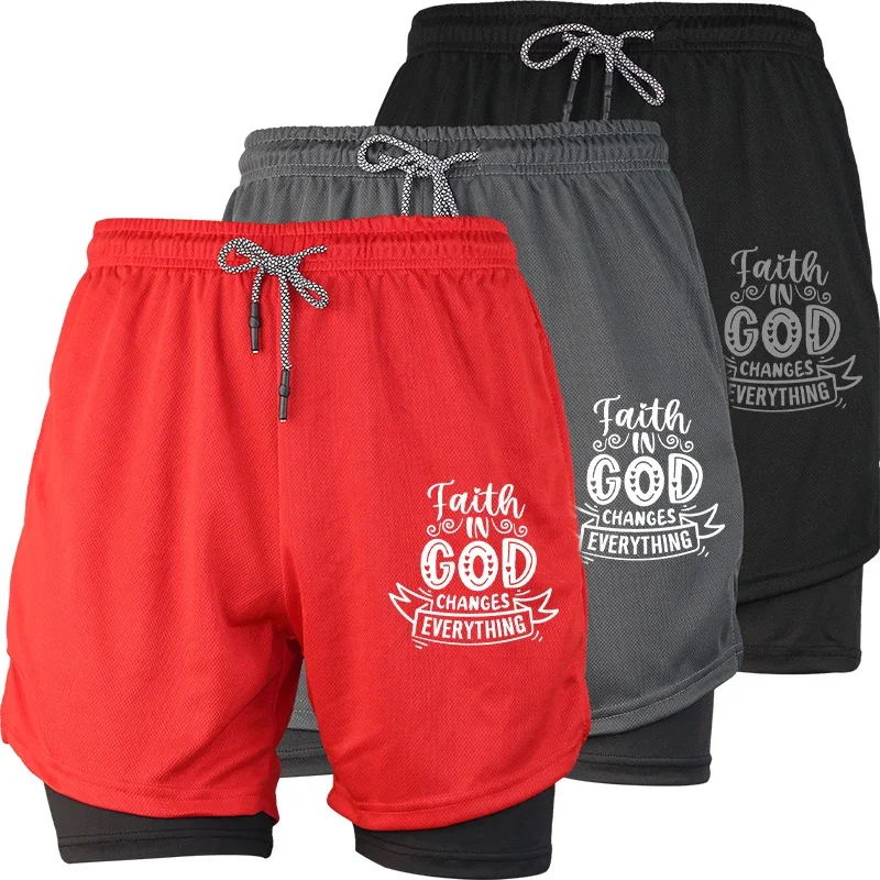 

Мужские сетчатые компрессионные спортивные шорты 2 в 1, повседневные шорты для бега в тренажерном зале и принтом паука