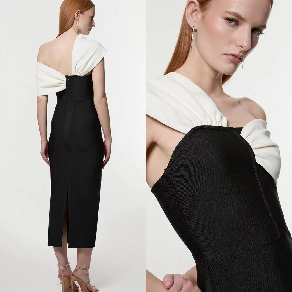 

Customized Formal Black Jersey Evening Dress Classic One Shoulder Sleeveless Homecoming Dresses Luxury Special Occasion Gowns