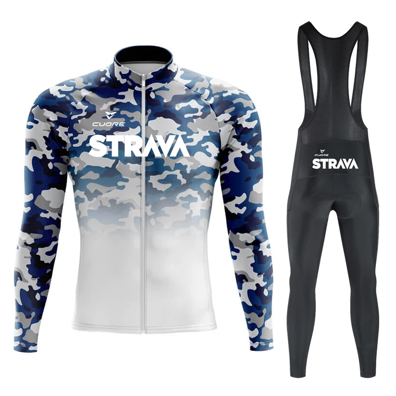 CUDRE STRAVA Bicycle Road Bikes Mens Cycling Clothes Man Mtb Clothing Men Mountain Bike Outfit Long Sleeve Jersey Triathlon Suit