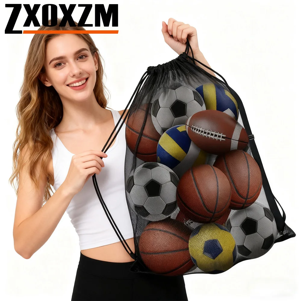 Extra Large Mesh Sports Ball Bag Durable Equipment Storage Organizer for Basketball Volleyball Baseball Swimming Gear