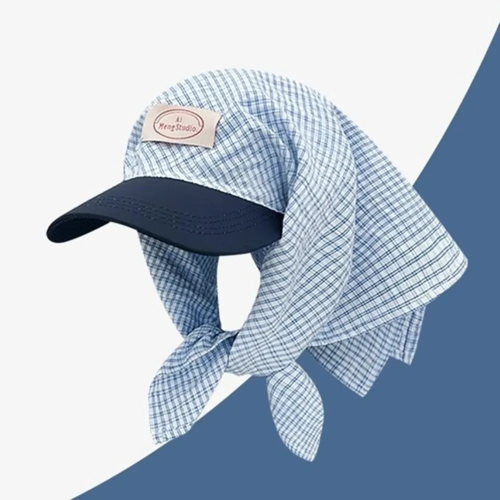 

Personalized Plaid Y2K Headscarf Baseball Hat Y2K Cotton Scarf Peaked Cap Streetwear Sunscreen Triangle Headscarf Hat Driving