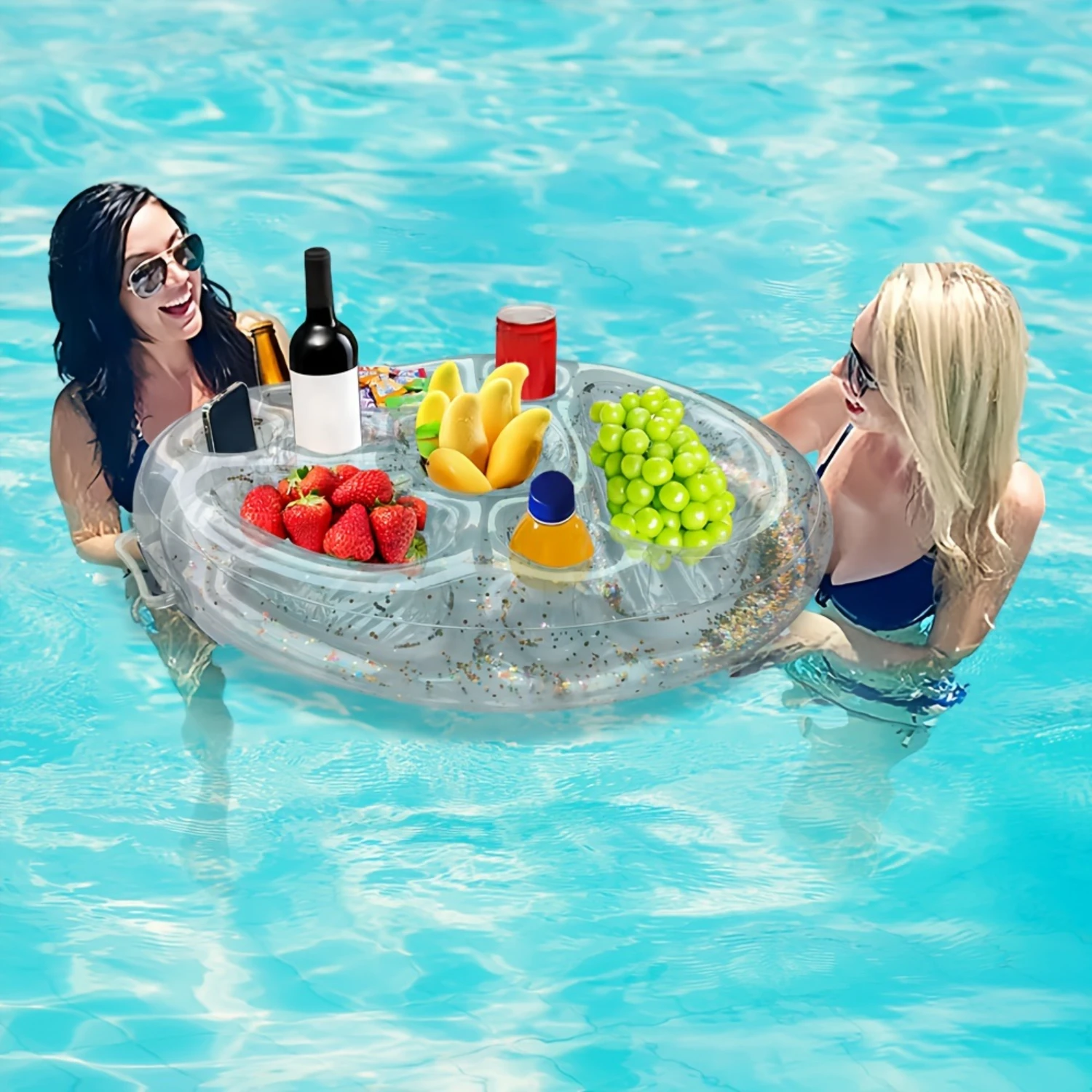 Distributeur de boissons flottant en PVC transparent, pour les fêtes de piscine et les événements aquatiques