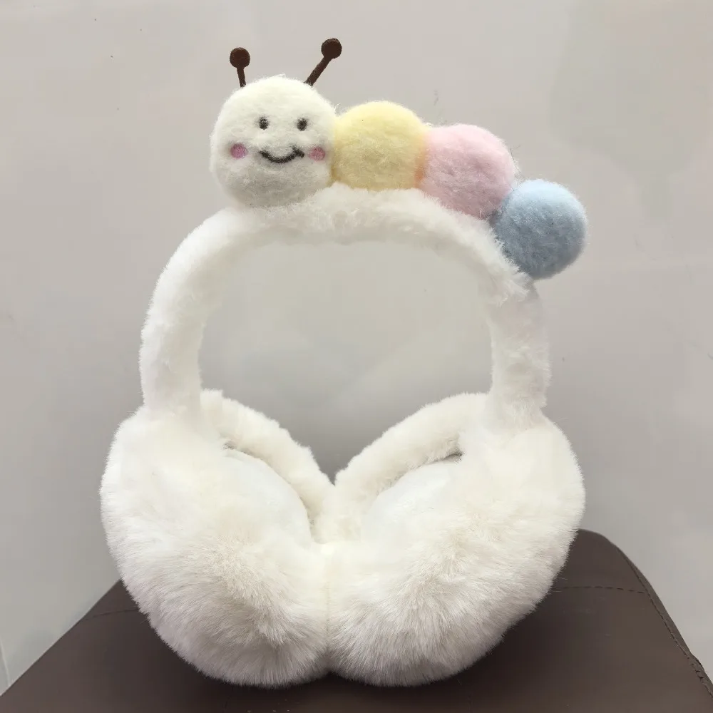 New Cute Caterpillar Foldable Earmuffs Cold Protection Keep Warm Ear Cover Winter Accessories Soft Plush Earmuffs Adult