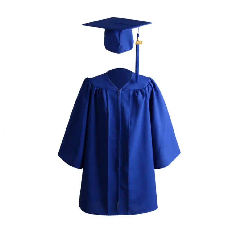 1 Set Graduation Gown Loose Zipper With Hat Tassel Kid Academic Dress Student Kindergarten Primary School Graduation