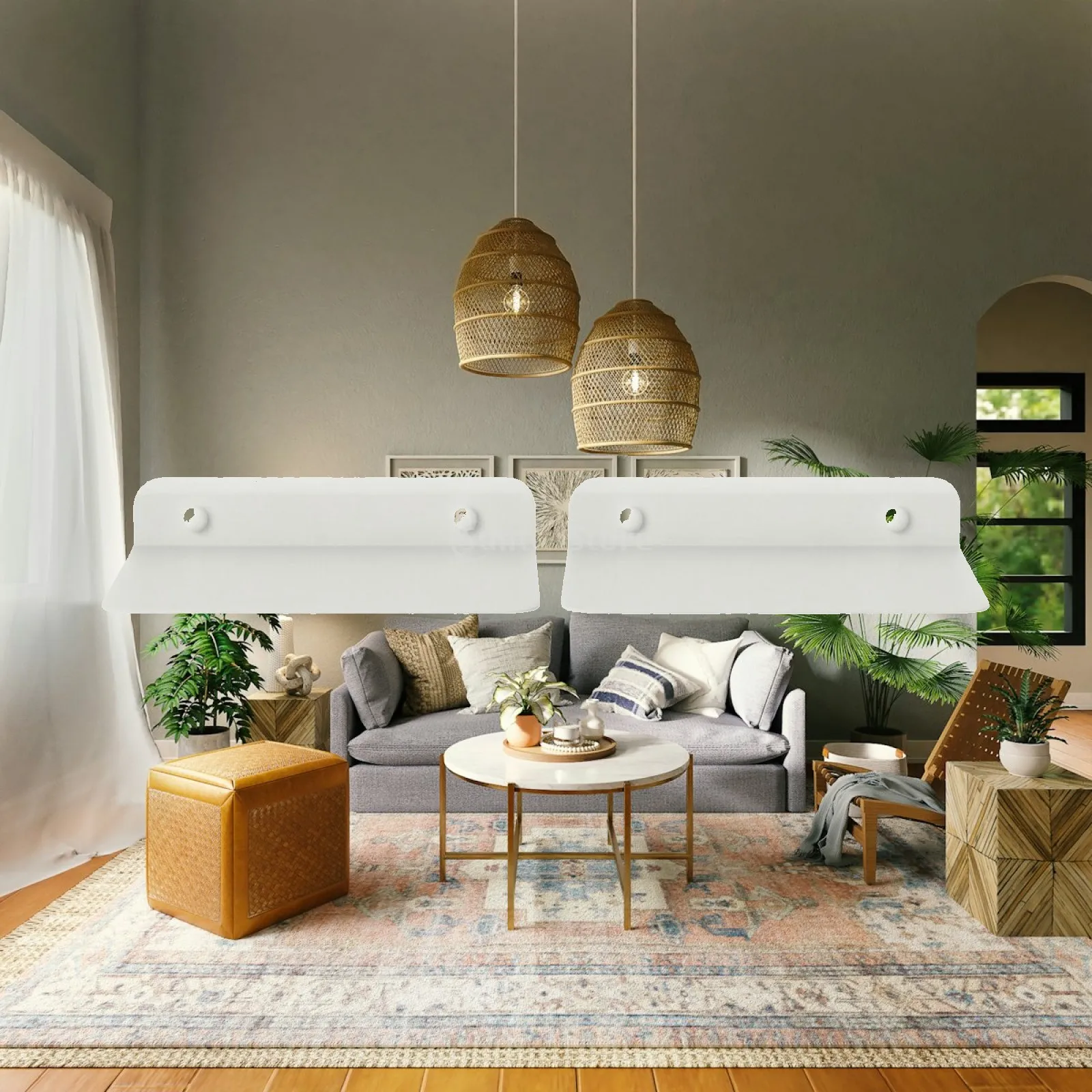 2 Pieces Floating Shelf with Backplate Minimalist Acrylic Floating Shelf Furniture Versatile Robust for Bedroom, Kitchen