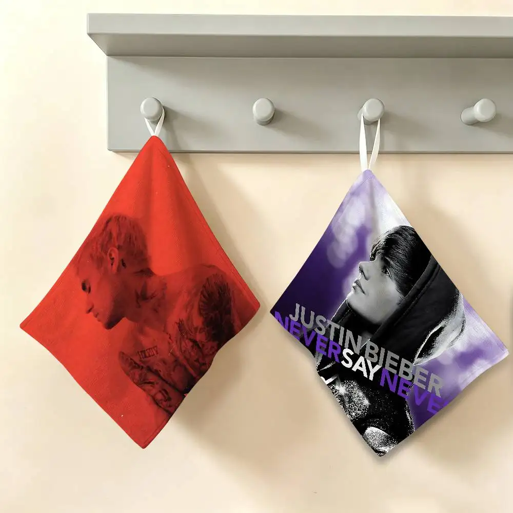 Singer J-Justin B-Bieber Multi-scene Polyester Cotton Towel, Hanging Hand Wiping Cloth for Kitchen Bathroom Hotel